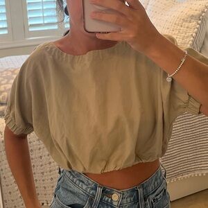 Zara Tan Cloth Crop Top